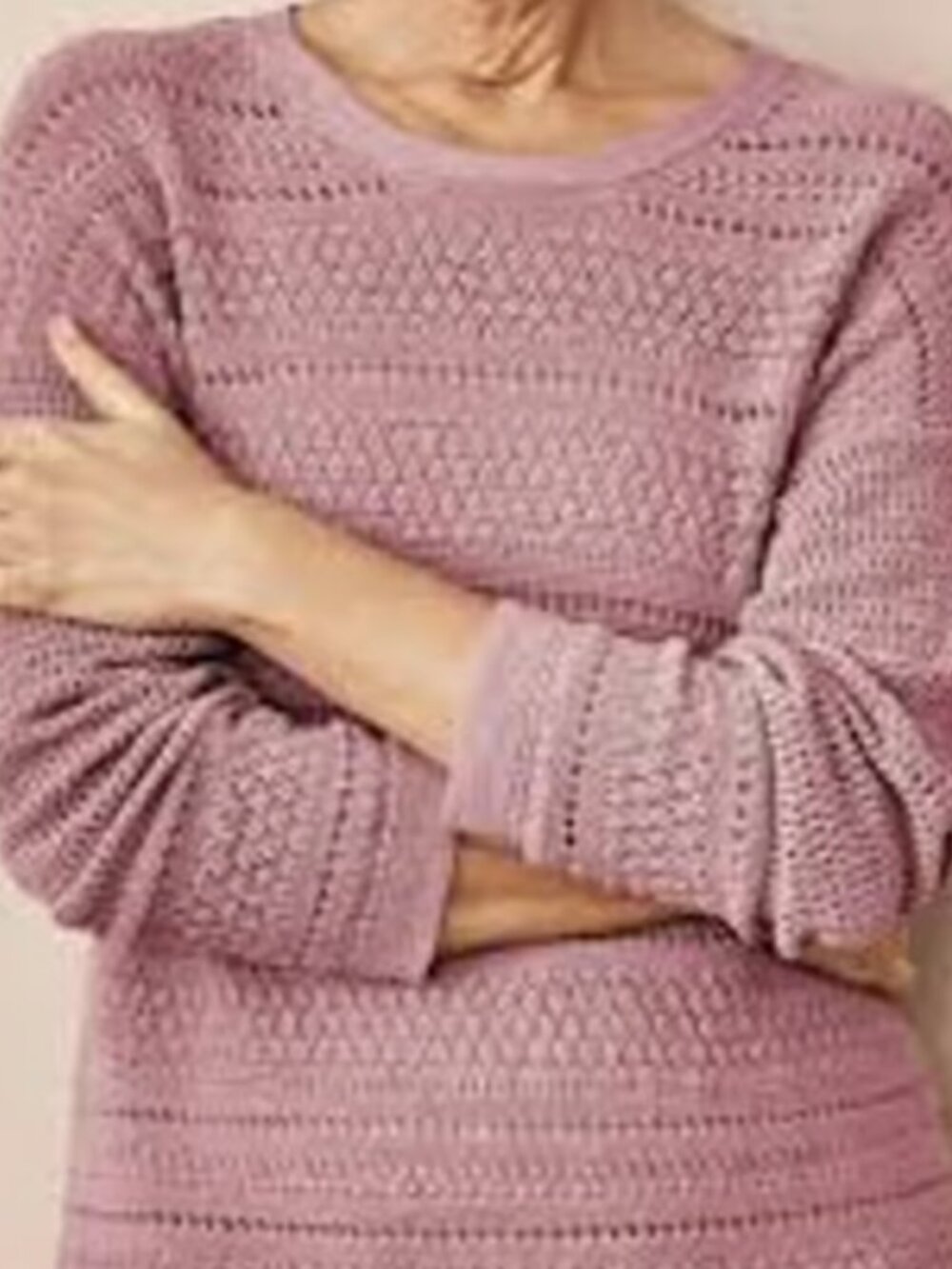 NWT J.Jill Open Knit Long Sleeve Sweater Light Mauve Boho Size L